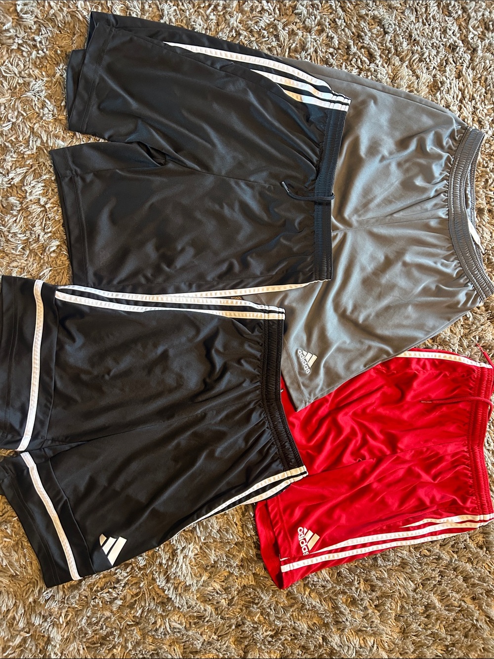 4 adidas Kids Athletic Shorts in Black, Red, Gray